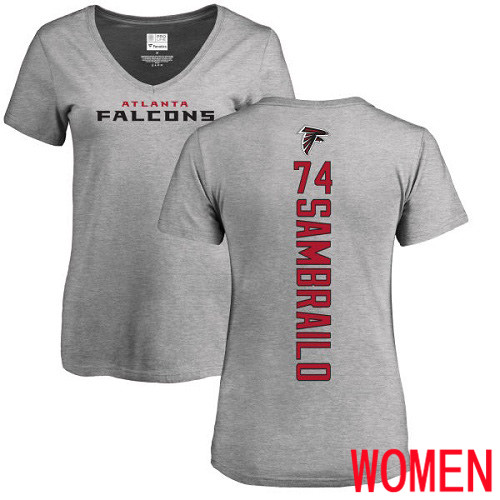 Atlanta Falcons Ash Women Ty Sambrailo Backer NFL Football #74 T Shirt